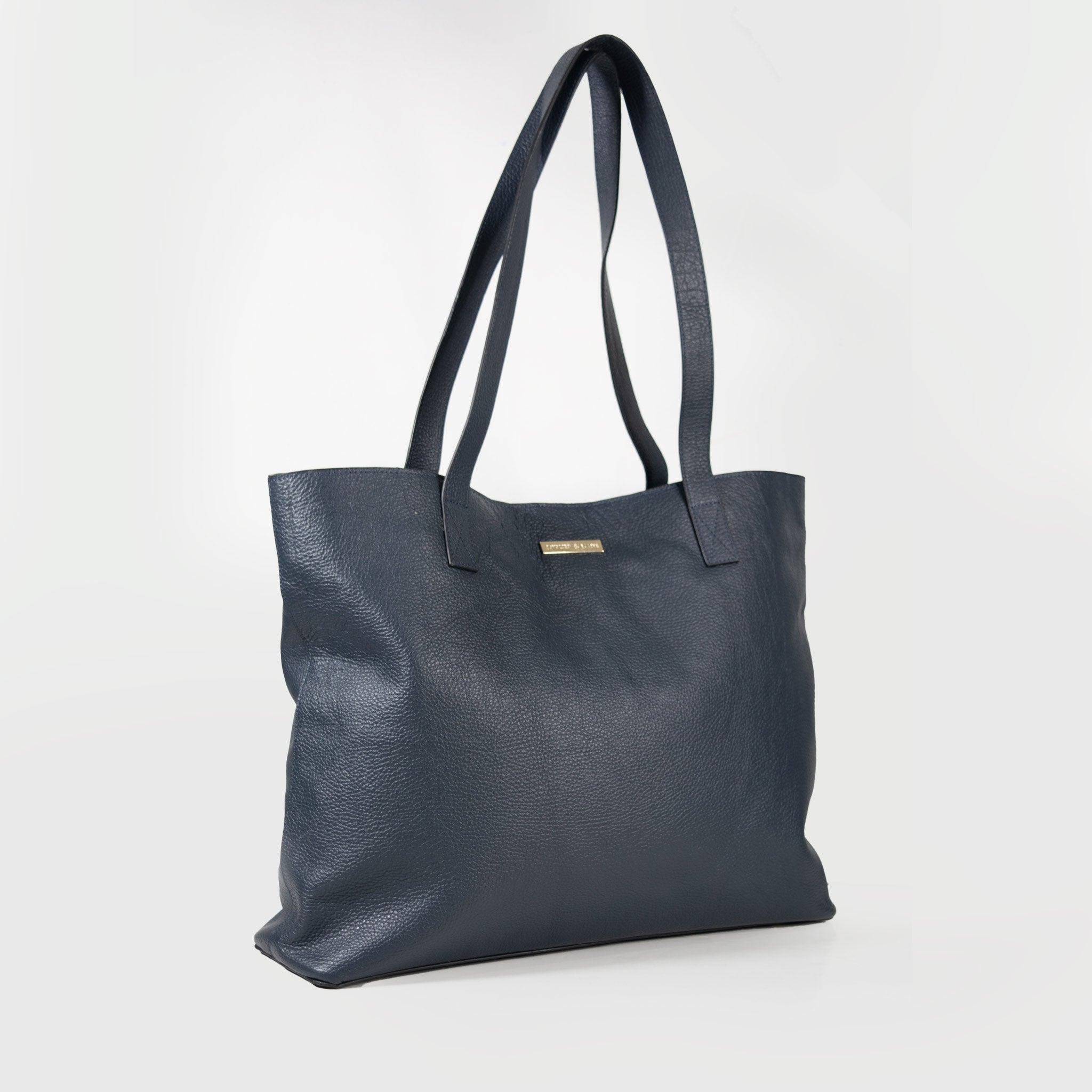 Jumbo Navy Blue Real Leather Tote Bag - Spacious & Stylish