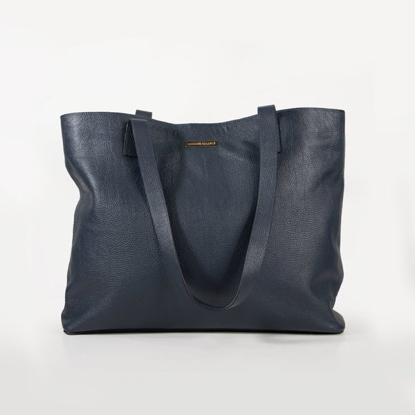 Real Leather Tote Bag – Jumbo (Navy Blue)